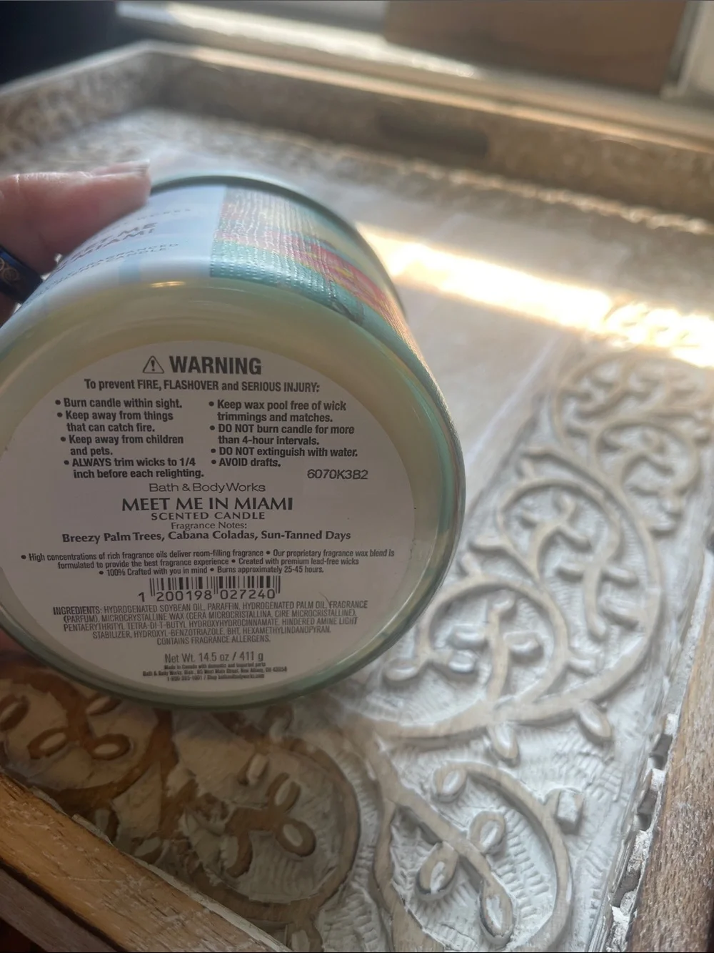 Bath & Body Works Meet Me in Miami Candle - Teal, Yellow, Pink